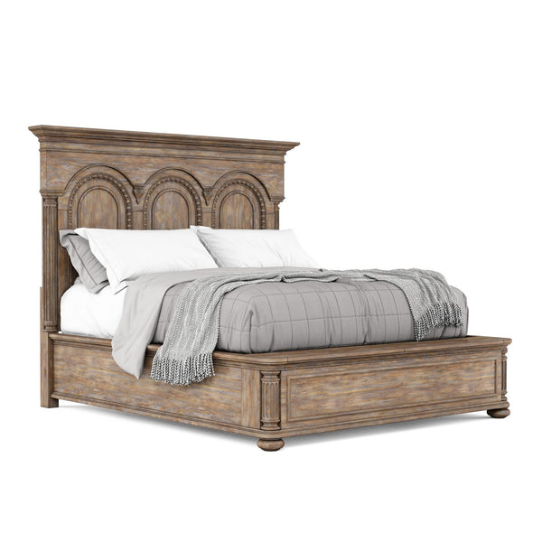 A.R.T. Furniture Architrave Elegant Bed With Cedar-lined Storage, Decorative Panels, And Fluted Roman Columns Brown Material, Pine Solids And Veneer 277135-2608