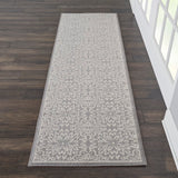 Nourison Jubilant JUB06 Machine Made Power-loomed Narrow Border Indoor Only Farmhouse Contemporary Rug Ivory,Grey, Grey 100% Polypropylene 99446478337