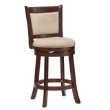 Homelegance By Top-Line Sydney Upholstered Back Swivel 24" Counter Height Stool Beige Rubberwood