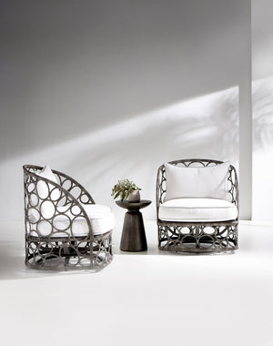 Bernhardt Bernhardt Catalan Outdoor Accent Table With Conical Cast-Aluminum Base, Matte Graphite Finish, Weather-Resistant Shield (19.25"H) X03128