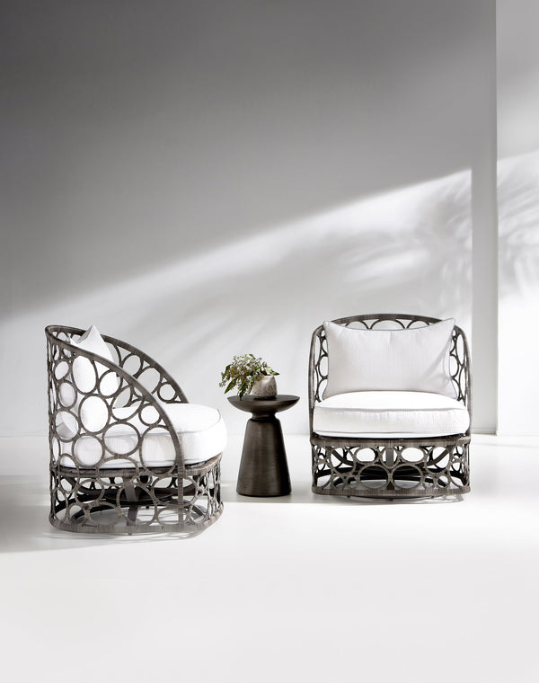 Bernhardt Bernhardt Catalan Outdoor Accent Table With Conical Cast-Aluminum Base, Matte Graphite Finish, Weather-Resistant Shield (19.25"H) X03128