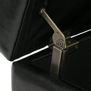 English Elm Oregon Storage Ottoman Bench with Tray — Midnight Vegan Faux Leather, Tufted Seating, Lift-Top Storage Black B136P158183