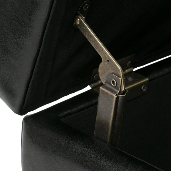 English Elm Oregon Storage Ottoman Bench with Tray — Midnight Vegan Faux Leather, Tufted Seating, Lift-Top Storage Black B136P158183