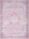 Nourison Washables NWB15 Machine Made Power-loomed Narrow Border Indoor Only Vintage  Rug Pink, Pink Front Base, 85% Polyester,9% Cotton,6% Other Fibers 99446994370