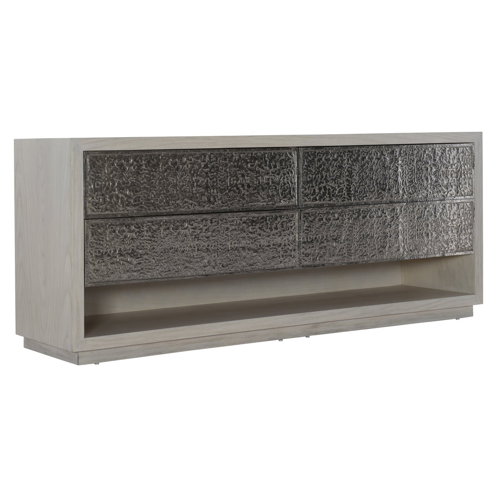 Bernhardt Bernhardt Hybrid Dresser With Figured Walnut Veneers, Textured Cast-Aluminum Fronts & Open Shelf 309056