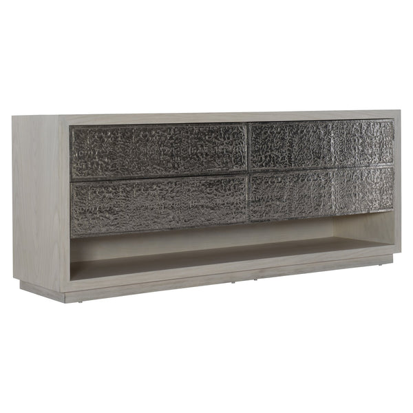 Bernhardt Bernhardt Hybrid Dresser With Figured Walnut Veneers, Textured Cast-Aluminum Fronts & Open Shelf 309056