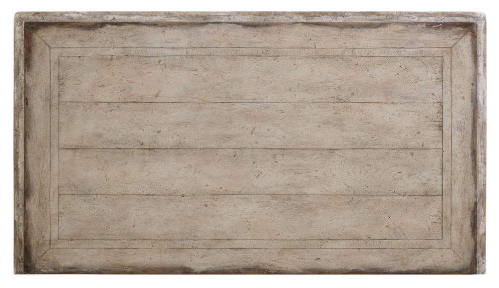 Hooker Furniture Chatelet Romantic Fretwork Nightstand With Antique Mirror, Distressed Paris Finish, 3 Wallpaper-Lined Drawers And Built-In Outlet 5350-90016