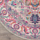 Nourison Passion PSN20 Machine Made Power-loomed Floral Border Indoor Only Bohemian  Rug Light Grey,Pink, Grey and Pink 100% Polypropylene 99446765192