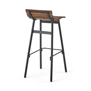 English Elm Christopher Knight Home® - NORDIC Camron 35" Wooden Barstool Set of 2 - 29.25" Seat Height, Acacia Wood & Iron, Dark Brown/Black Finish 65564.00DBRN