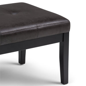 English Elm Lacey Tufted Ottoman Bench - Distressed Black Vegan Leather For Stylish Entryway & Living Room Use B136P159206
