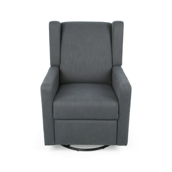 English Elm Christopher Knight Home® - Swivel Recliner Pushback Chair with Lever & Wingback Design, Space-Saving Swivel Recliner for Living Room Charcoal 67547.00CHAR