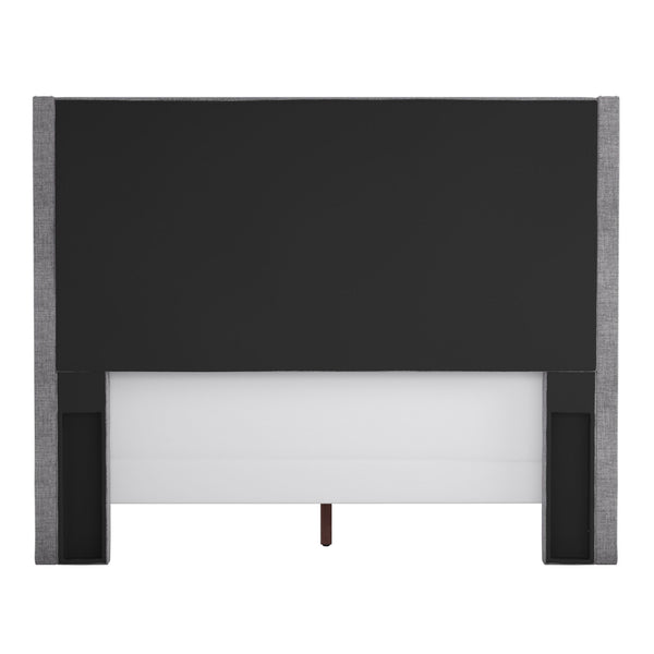 Homelegance By Top-Line Harlyn Tufted Linen Wingback Bed Grey Linen