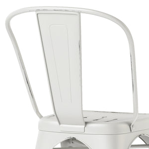 English Elm Fletcher Metal Dining Side Chair Set Of 2 - Vintage Distressed White, Durable & Chic Design B136P158661