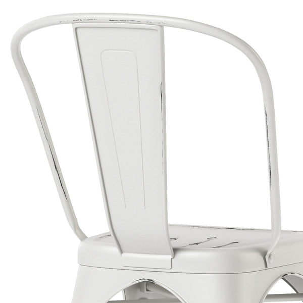 English Elm Fletcher Metal Dining Side Chair Set Of 2 - Vintage Distressed White, Durable & Chic Design B136P158661