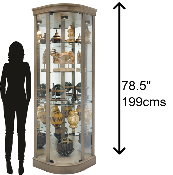 Hekman Furniture 680666 Marlowe V Corner Curio Cabinet - Elegant Glass Display, Adjustable Shelves & Stylish Lighting Aged Grey Marlowe V Corner Curio Cabinet 680666