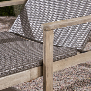 English Elm Christopher Knight Home® - Hampton Stylish Wood & Wicker Chaise Lounge - Durable, Adjustable, Weather-Resistant Outdoor Seating 63763.00LMBLK