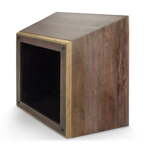 English Elm Abba Handcrafted Square Coffee Table In Dark Brown - Solid Mango Wood With Brass Accent Trim B136P158264