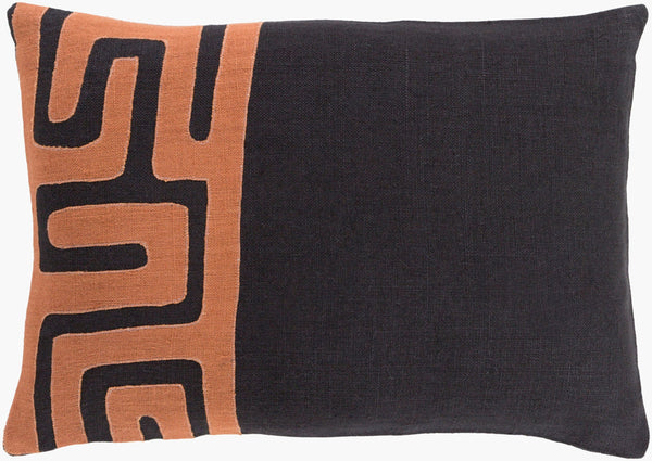 Surya Nairobi Lumbar Pillow - 13"L X 19"W Exotic Linen Accent For Global Charm & Easy Care Style Black Linen Nrb011-1319