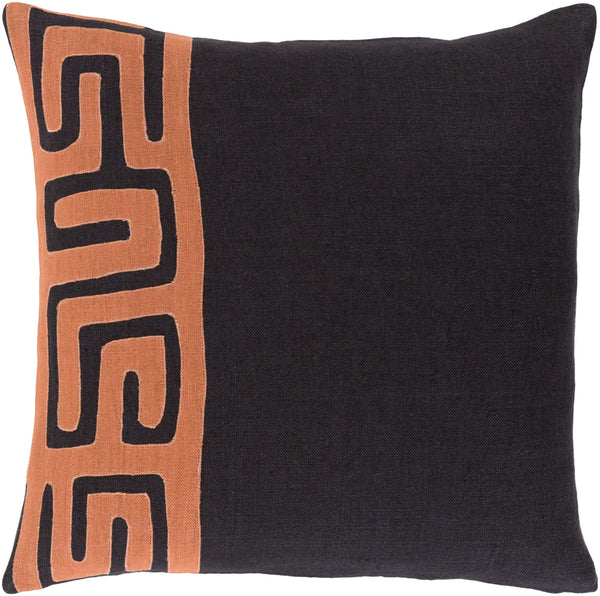 Surya Nairobi 18" Accent Pillow - Luxurious Linen Global Charm For Eclectic Home Décor & Easy Care Black Linen Nrb011-2020p