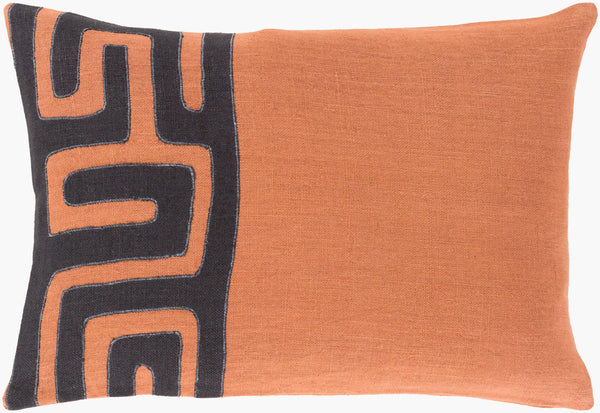 Surya Nairobi Lumbar Pillow - 13"L X 19"W Exotic Linen Accent For Global Charm & Easy Care Style Black Linen Nrb013-1319d