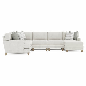 Bernhardt Bernhardt Mila 5-Piece Sectional With Right-Facing Chaise, Natural Fabric, Deep Seating Comfort And Sleek Tapered Legs - Made to Order Beige 137" W x 107" D x 33.5" H K1978
