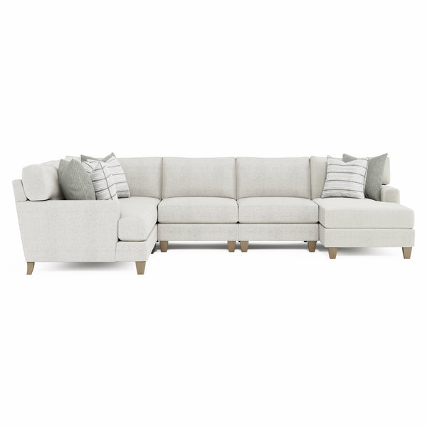 Bernhardt Bernhardt Mila 5-Piece Sectional With Right-Facing Chaise, Natural Fabric, Deep Seating Comfort And Sleek Tapered Legs - Made to Order Beige 137" W x 107" D x 33.5" H K1978