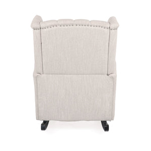 English Elm Christopher Knight Home® - ROCKING Chair Beige Fabric Wingback with Birch Rockers, Button-Tufted Diamond Stitch Comfort & Style 72153.00