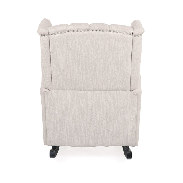 English Elm Christopher Knight Home® - ROCKING Chair Beige Fabric Wingback with Birch Rockers, Button-Tufted Diamond Stitch Comfort & Style 72153.00