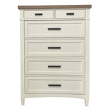 Parker House Americana Modern Bedroom 6 Drawer Chest Cotton Poplar Solids / Birch Veneers with Oak Top BAME#41405-COT