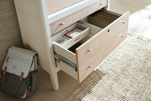 Hooker Furniture Hera Almond White & Figured Maple Hub With Drop-Front Desk, Jewelry Tray, Locking Drawer, Cord Cutout 6052-10309-80