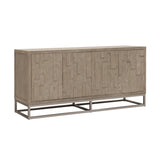 Scott Living Heritage 4-Door Credenza - Modern Industrial Style with Adjustable Shelves & Metal Base