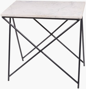 Livabliss Norah Handcrafted Marble and Metal End Table for Modern Living Room or Bedroom NRH-005