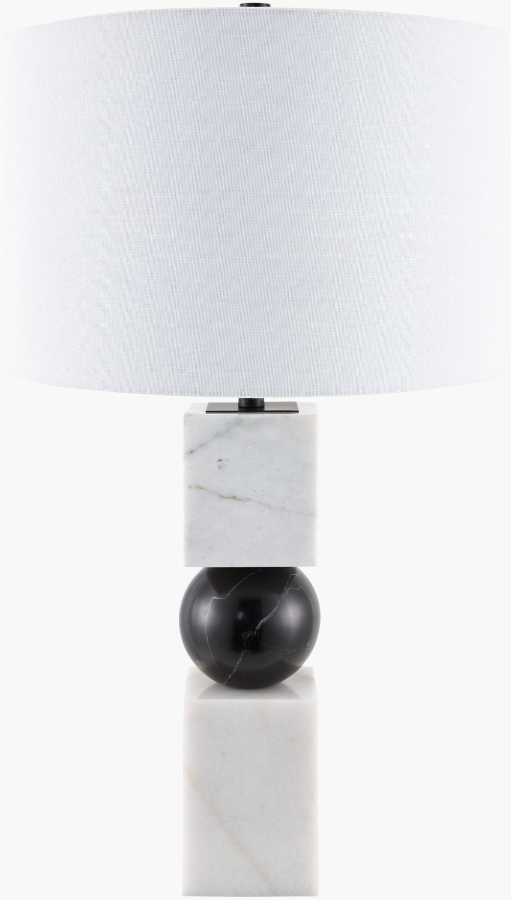 Surya Nerja Marble Body Table Lamp with Linen Shade for Bedroom or Living Room Decor NRJ-001