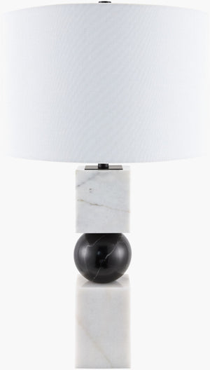 Surya Nerja Marble Body Table Lamp with Linen Shade for Bedroom or Living Room Decor NRJ-001