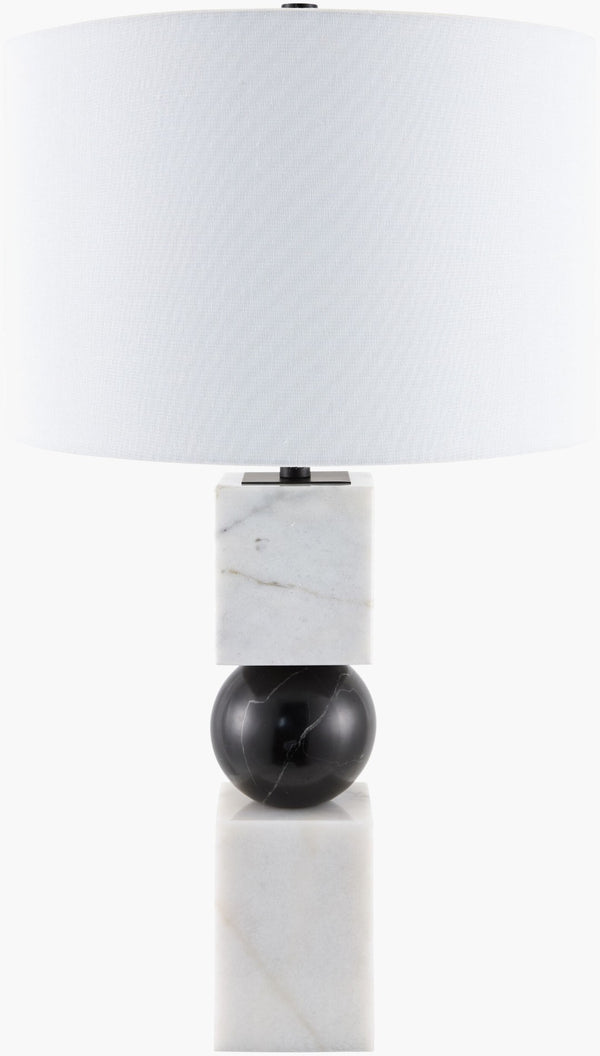 Surya Nerja Marble Body Table Lamp with Linen Shade for Bedroom or Living Room Decor NRJ-001