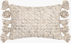 Surya Narvik 13"L X 20"W Handmade Lumbar Pillow - Cozy Cotton-wool Blend For Country Cottage Charm Gray Wool,Cotton Nrk001-1320