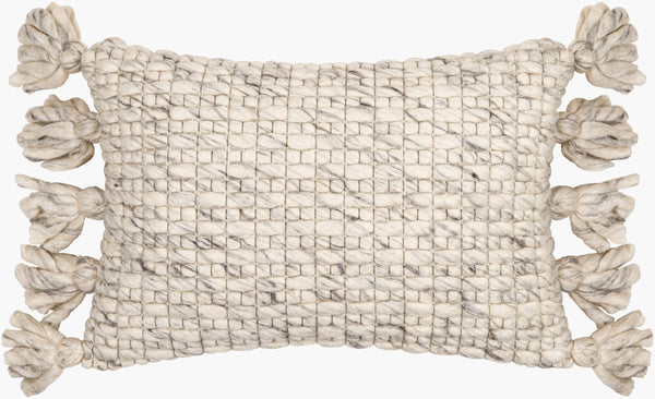 Surya Narvik 13"L X 20"W Handmade Lumbar Pillow - Cozy Cotton-wool Blend For Country Cottage Charm Gray Wool,Cotton Nrk001-1320
