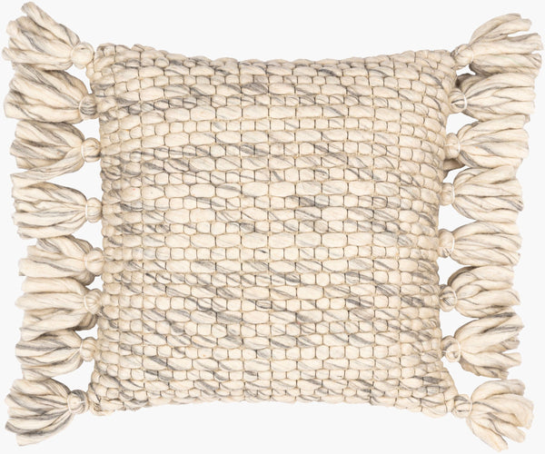 Surya Narvik Handmade 18" Accent Pillow - Cozy Cotton-wool Blend With Elegant Detailing For Home Decor Gray Wool,Cotton Nrk001-2020d