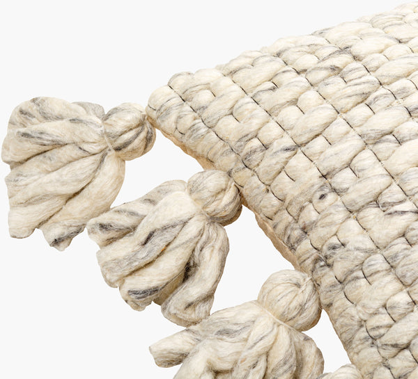 Surya Narvik Handmade 18" Accent Pillow - Cozy Cotton-wool Blend With Elegant Detailing For Home Decor Gray Wool,Cotton Nrk001-2020d