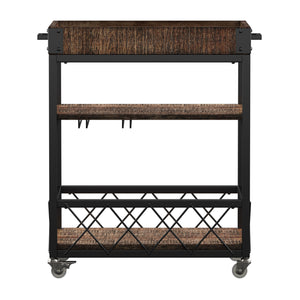 Homelegance By Top-Line Rafferty Rustic Serving Cart Black Wood