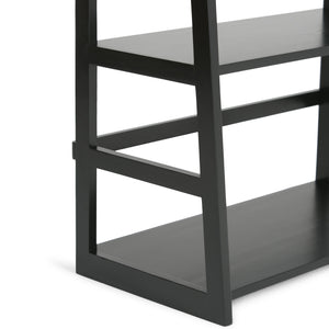 English Elm Acadian Ladder Shelf Bookcase - Handcrafted Solid Wood, 5 Wide Shelves In Elegant Black Finish B136P159679