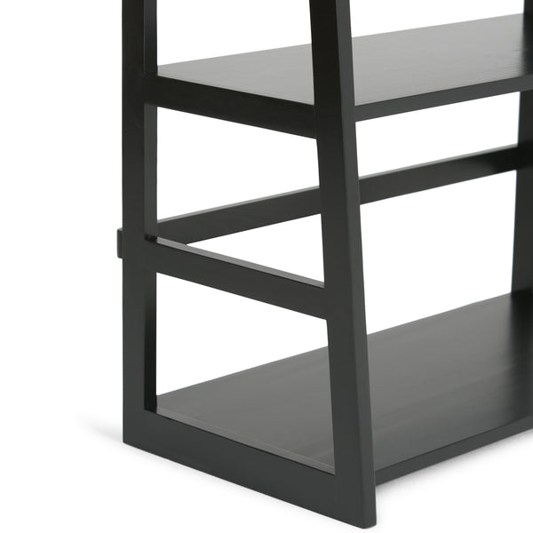 English Elm Acadian Ladder Shelf Bookcase - Handcrafted Solid Wood, 5 Wide Shelves In Elegant Black Finish B136P159679