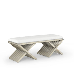 A.R.T. Furniture Cotiere Contemporary Bed Bench With Linen Upholstery And Stylish Double Pedestal 'X' Base Design Beige, White Parawood Solids,Foam,Fabric 299149-2349