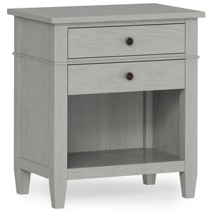 English Elm Carlton Handcrafted Fog Grey Bedside Table With Storage Drawers And Antique Bronze Accents B136P158574