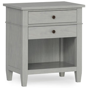 Hearth and Haven Solid Wood Nightstand with 2 Drawers and Open Bottom Storage B136P158574 Grey