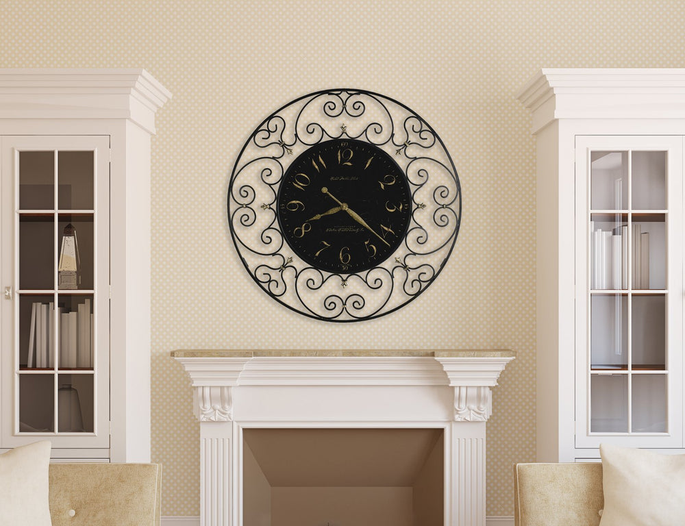 Hekman Furniture 625367 Joline Oversized Wall Clock - Elegant Black Iron Design With Gold Numerals For Every Room  Joline Wall Clock 625367