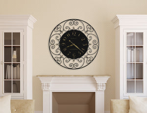 Hekman Furniture 625367 Joline Oversized Wall Clock - Elegant Black Iron Design With Gold Numerals For Every Room  Joline Wall Clock 625367