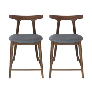 English Elm Counter Stools Set of Two Mid-century Rubberwood Frame Upholstered Kitchen Island Seating 72661.00CHAR