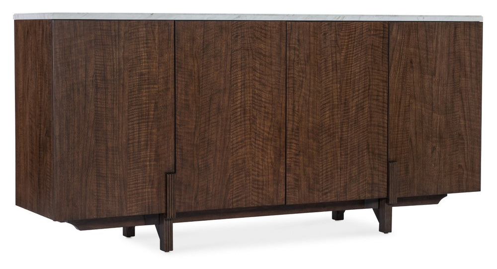 Hooker Furniture Diplomat Walnut Credenza With Volakas Marble Top, Wine Rack Option, File Drawer & Gold Accents 6082-10464-89