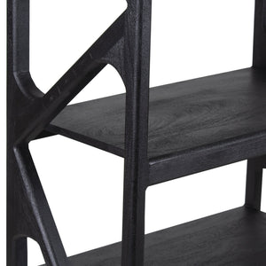 Porter Designs Porter Canberra Solid Mango Wood Bookcase - Black Sandblasted Design For Contemporary Elegance Black Wood 10-108-01-9487s